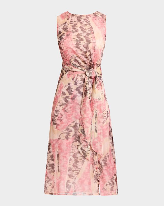 Dorothy Metallic Pinstripe Chiffon Midi Dress